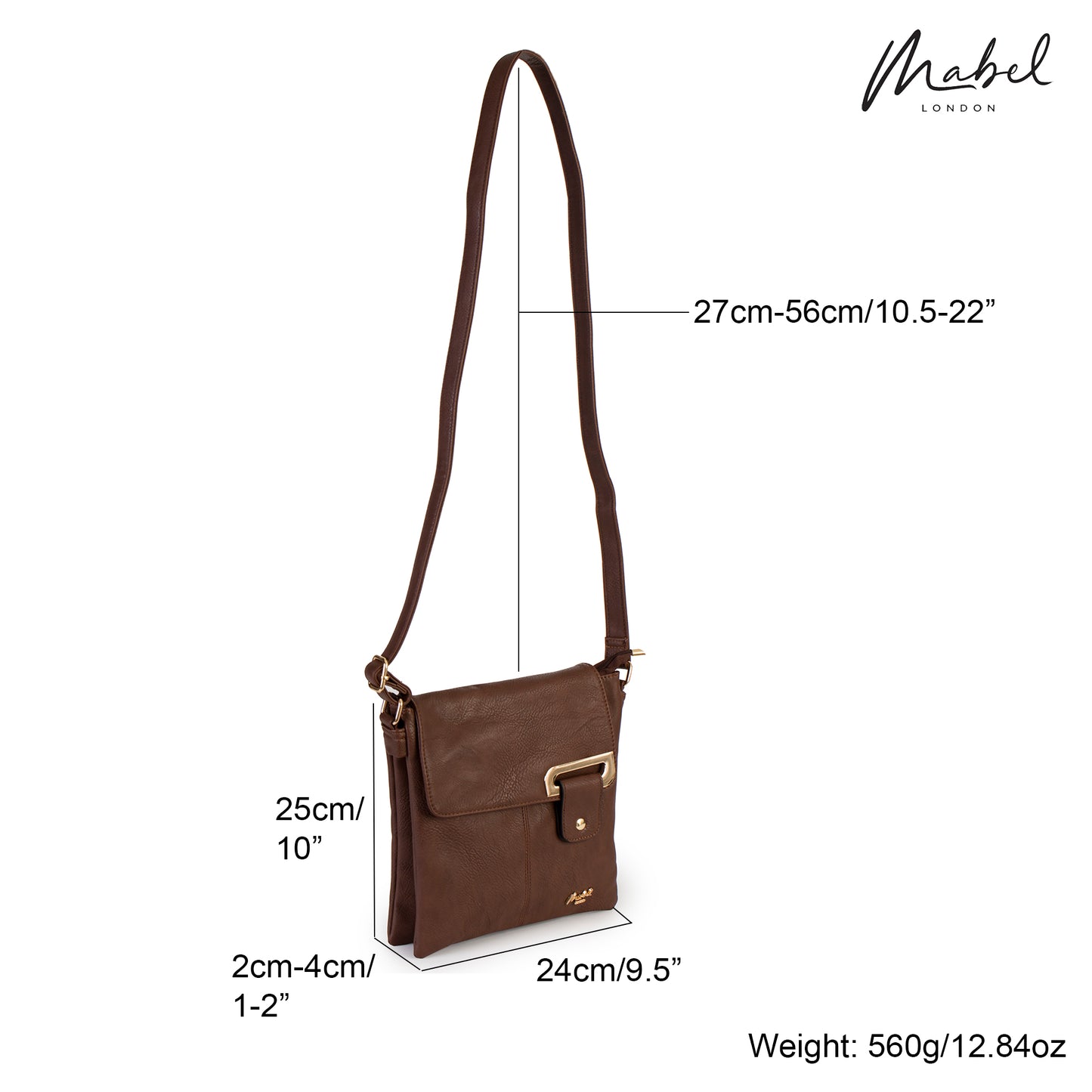 Mabel London Women’s Crossbody Messenger Bag | Medium Size with Gold Trim - FAITH