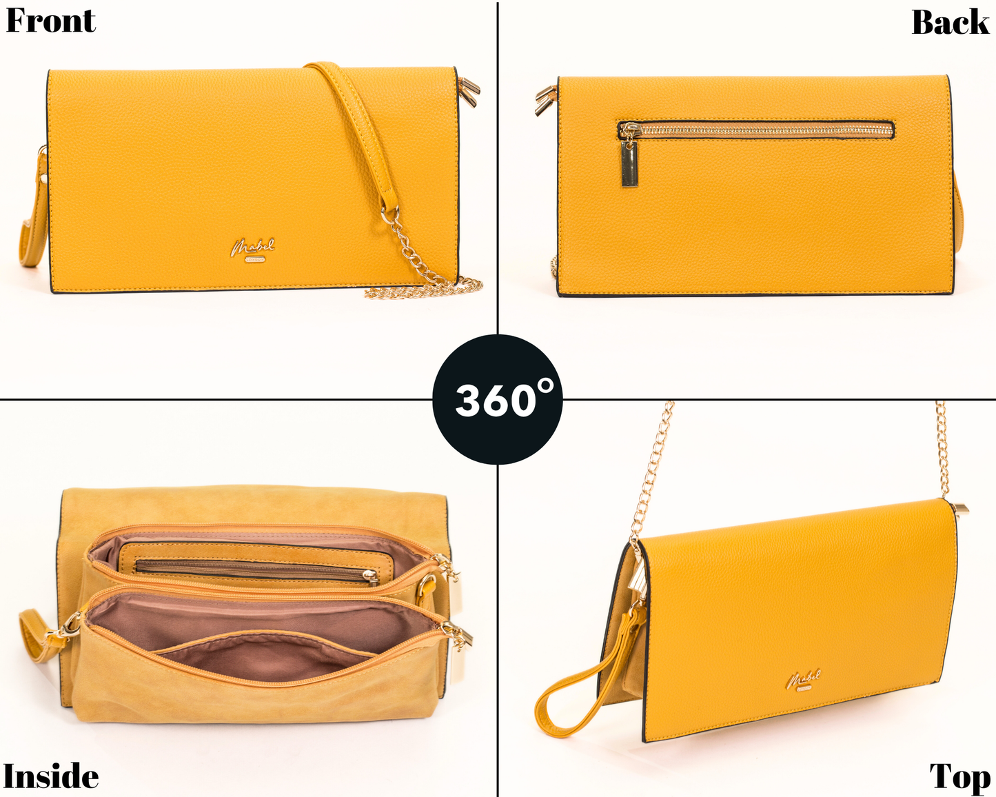 Mabel London Women’s Large Faux Leather Wristlet Clutch Bag – EVA | Multi-Pocket & Long Strap