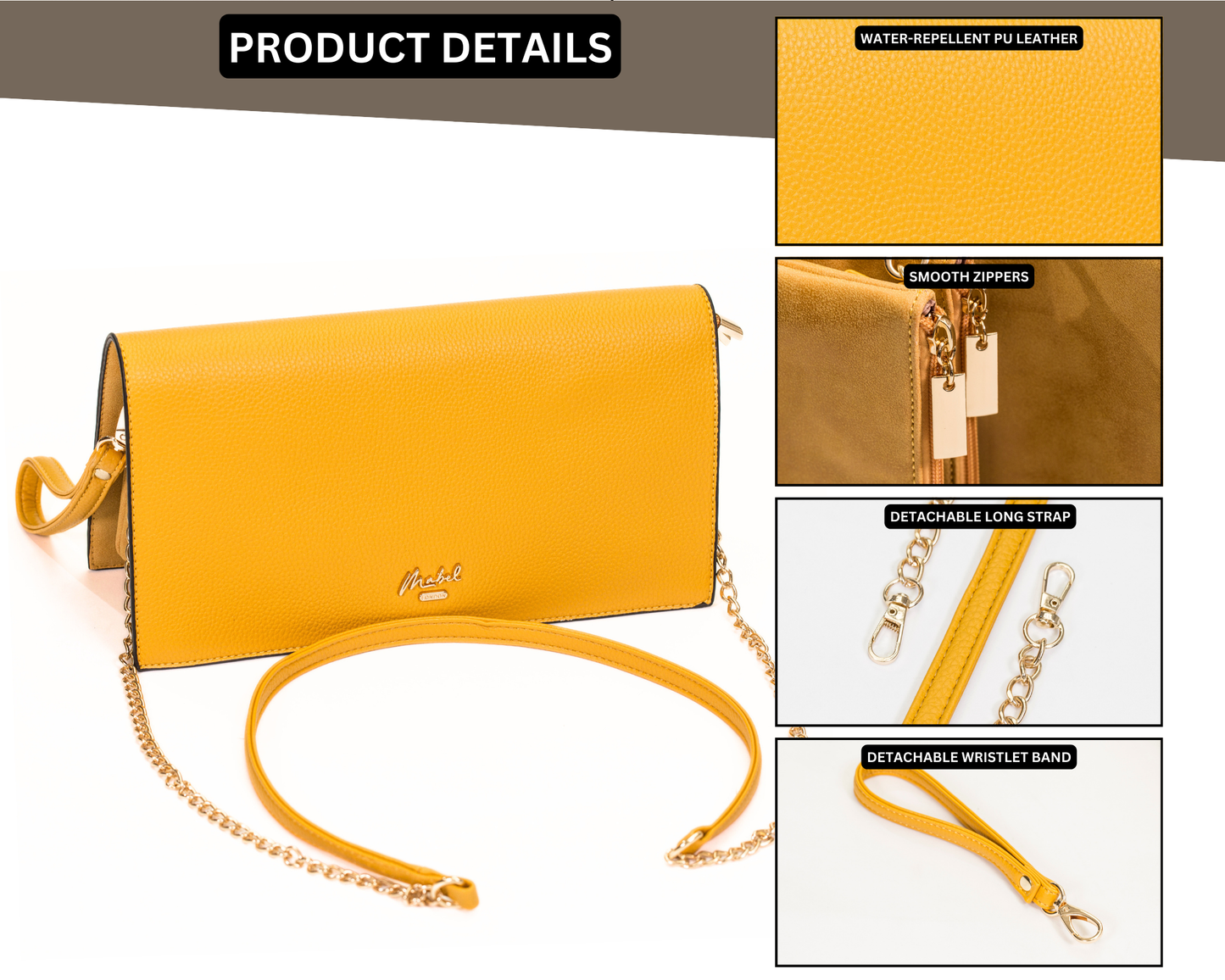 Mabel London Women’s Large Faux Leather Wristlet Clutch Bag – EVA | Multi-Pocket & Long Strap