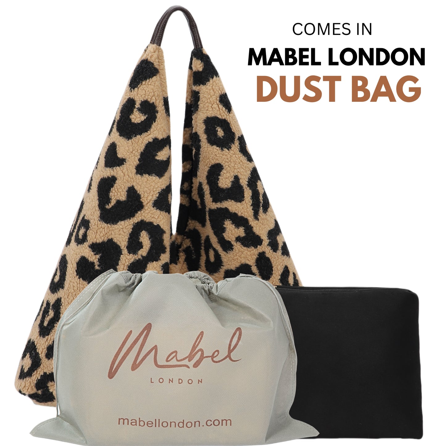 Soft Teddy Fleece Hobo Shoulder Bag with Snap Closure & Matching Pouch - Cosy Winter Tote Bag - Kristyna