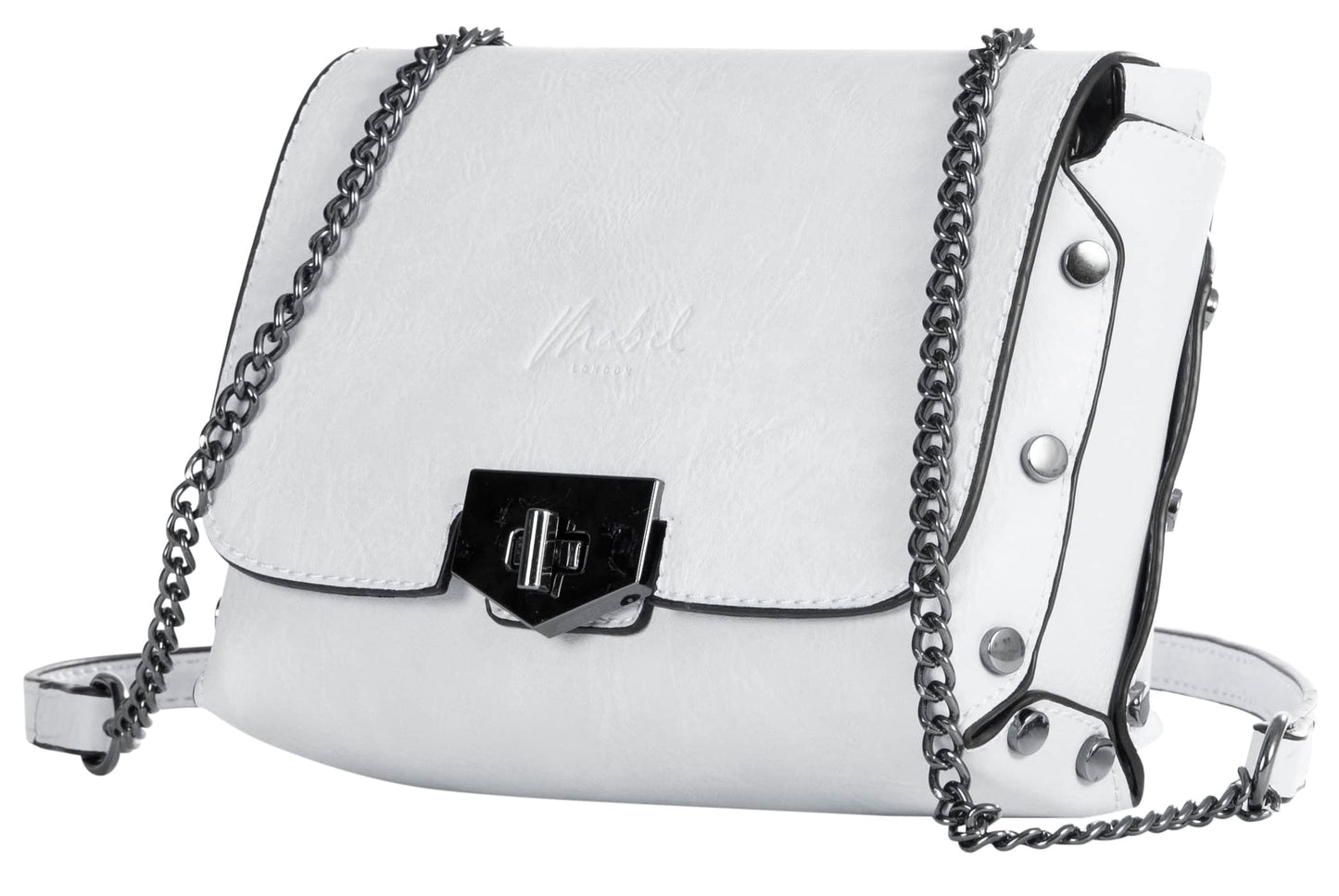 Peri - Vegan Leather Chain Strap Shoulder & Crossbody Bag with Studded Detail