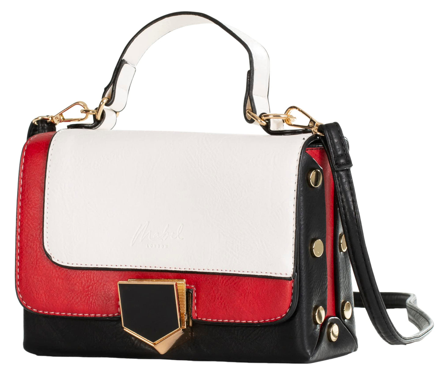 Zoey - Multi-Coloured Structured Satchel Crossbody Bag with Top Handle & Strap