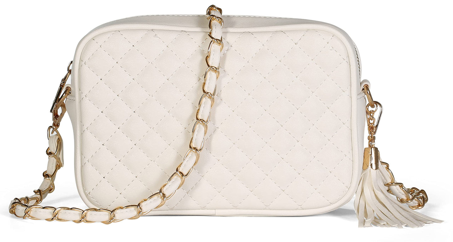 Mia - Vegan Leather Quilted Small Crossbody Bag with Adjustable Strap & Zip