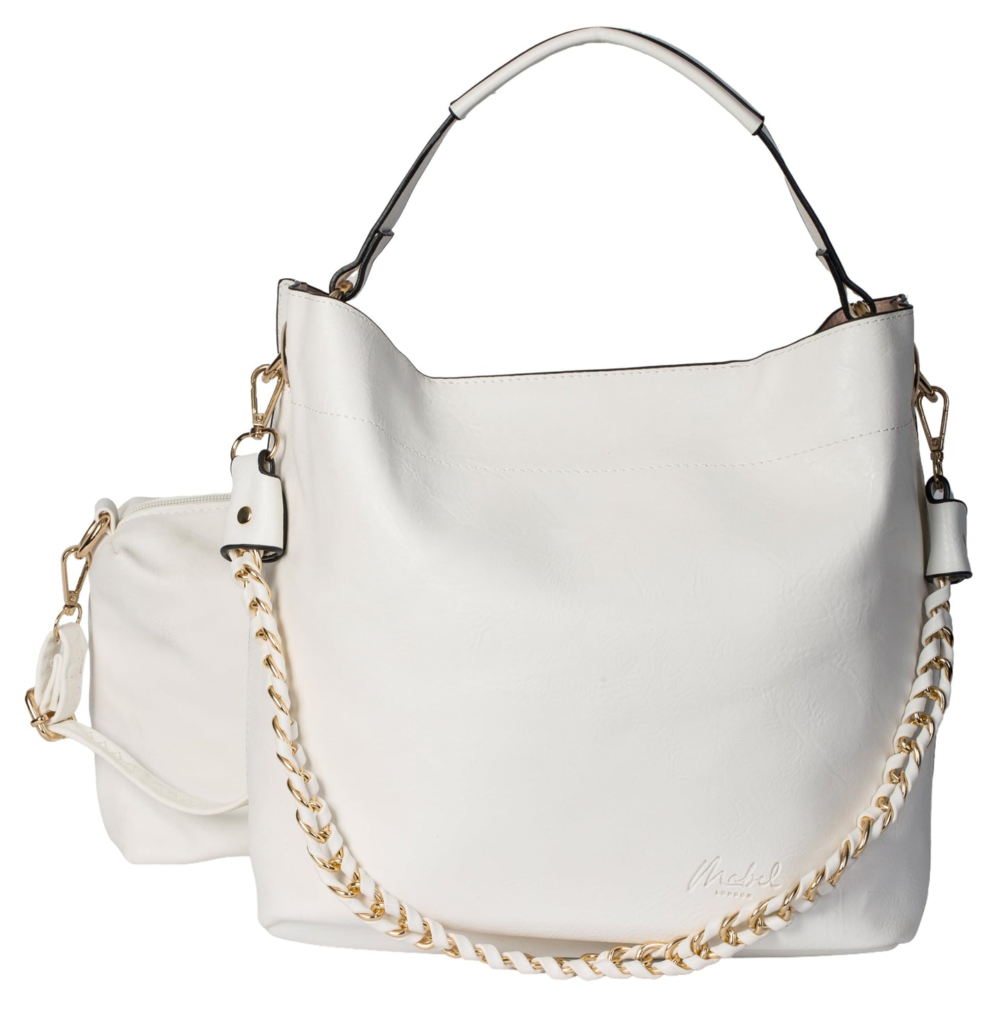 Isla - Large Vegan Leather Bucket Shoulder Bag with Second Crossbody Bag