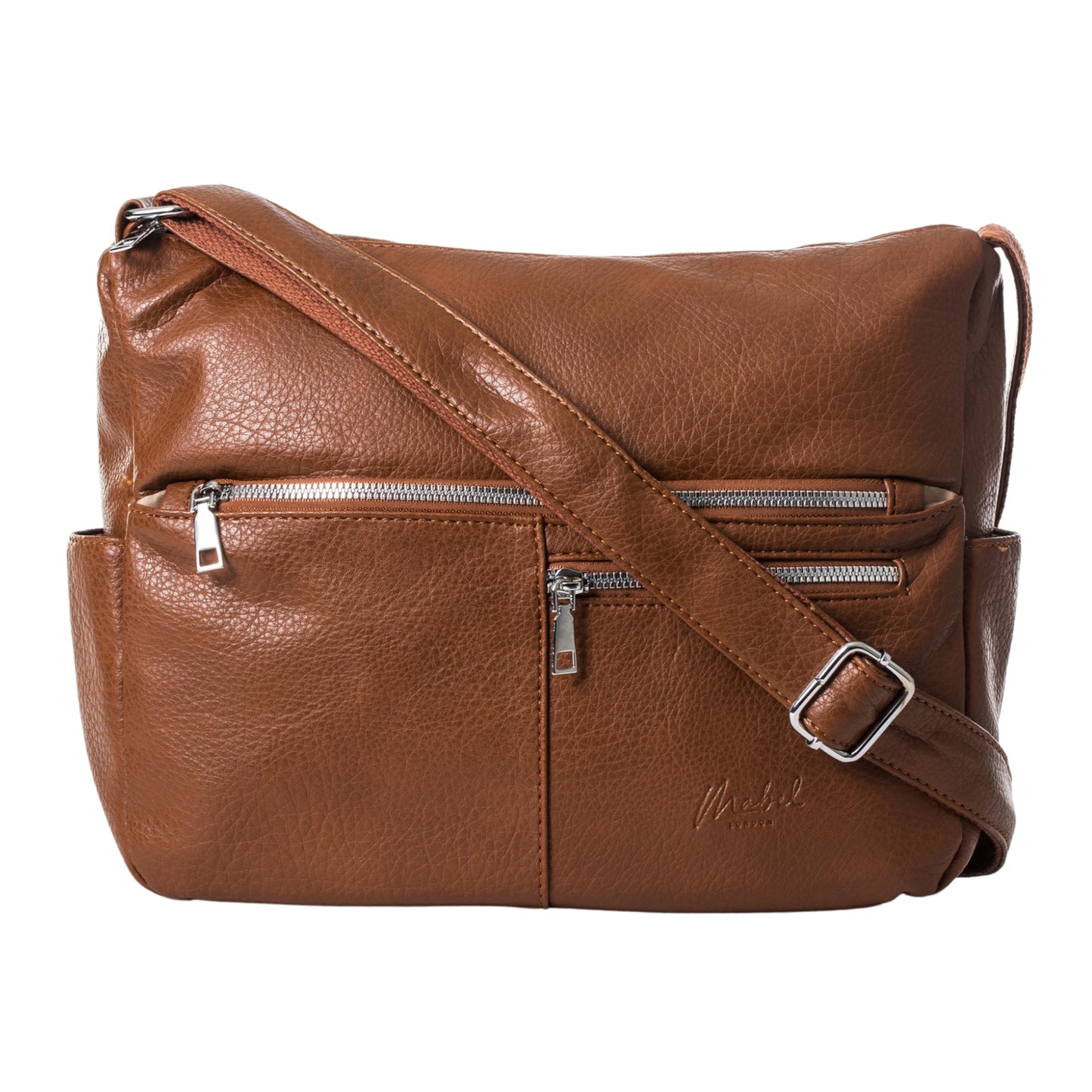 Krissy - Medium Vegan Leather Crossbody Shoulder Bag with Triple Zip Compartments