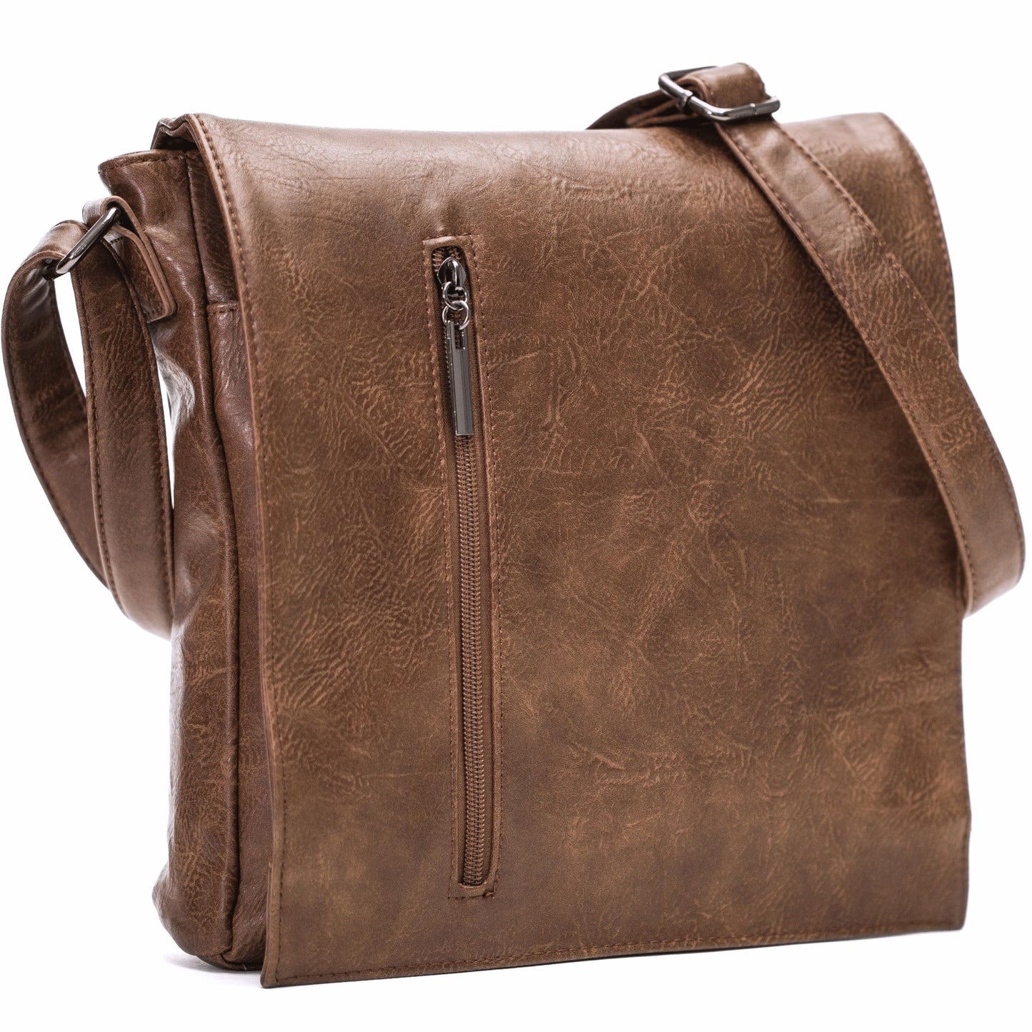 Dean - Men’s Vegan Leather Messenger Shoulder Bag with Organised Interior & Zip Closure