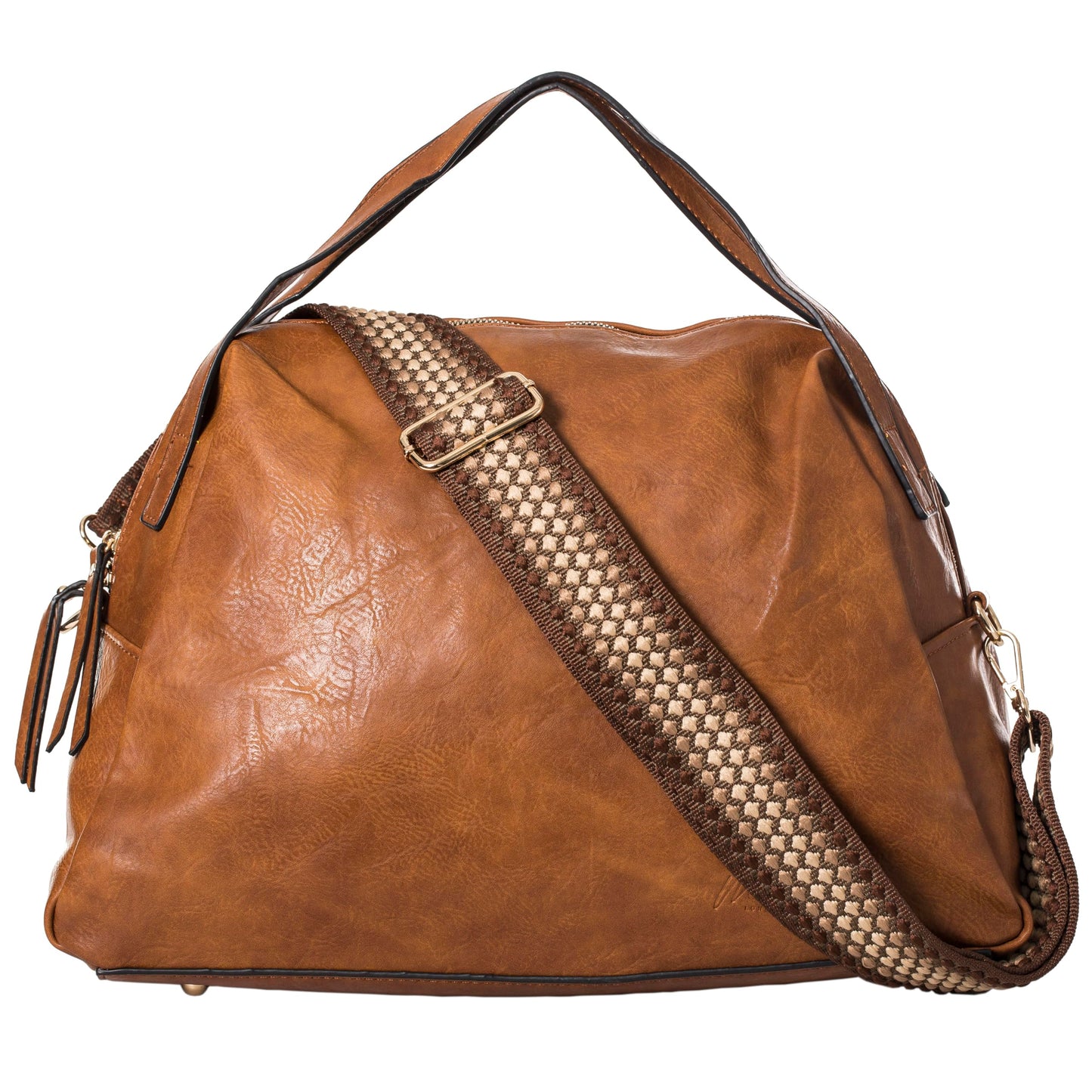 Grace - Large Faux Leather Tote Shopper Handbag with Zip Closure & Pockets