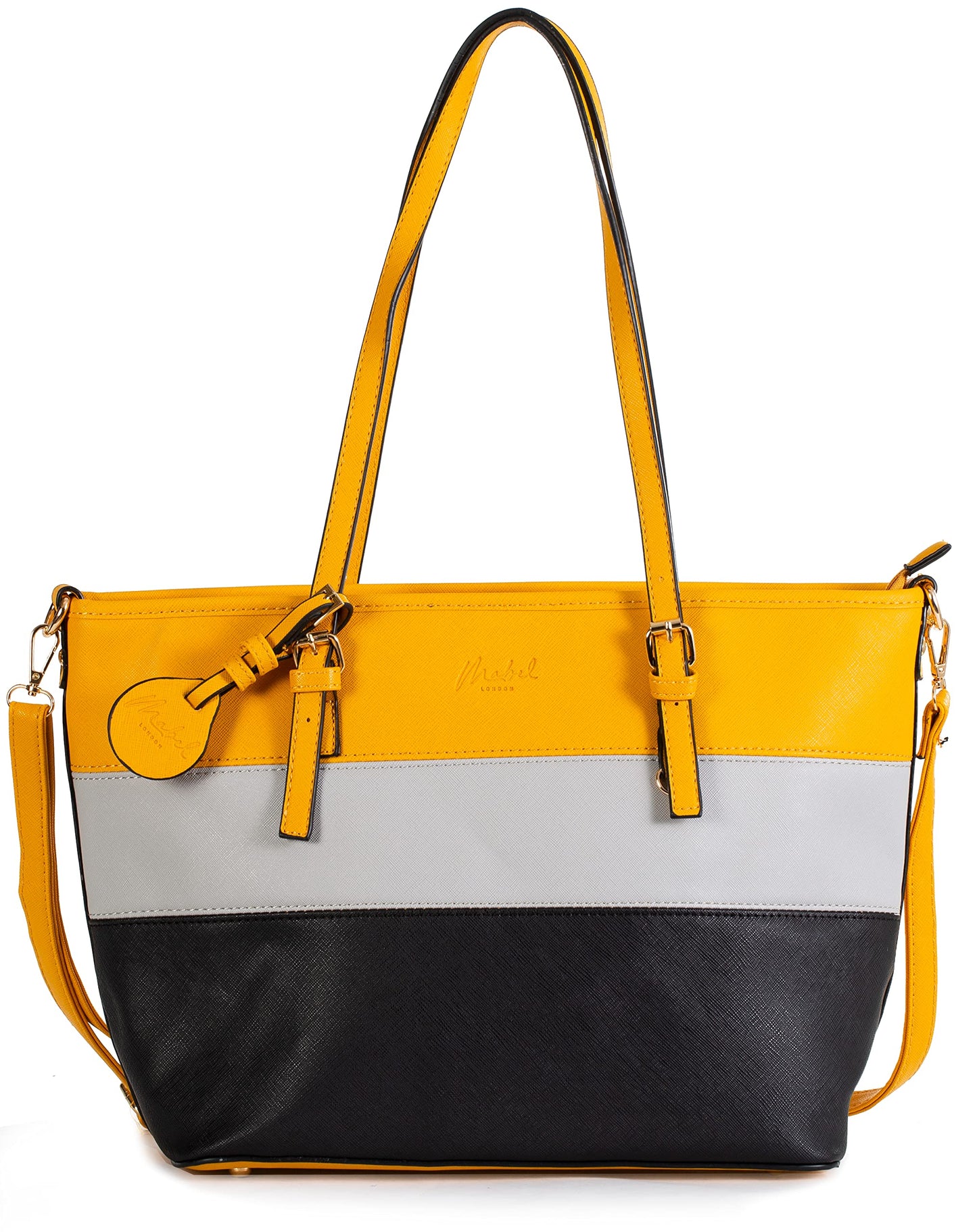Sadie - Vegan Leather Multicolour Tote Shoulder Bag with Compartments & Zip Closure