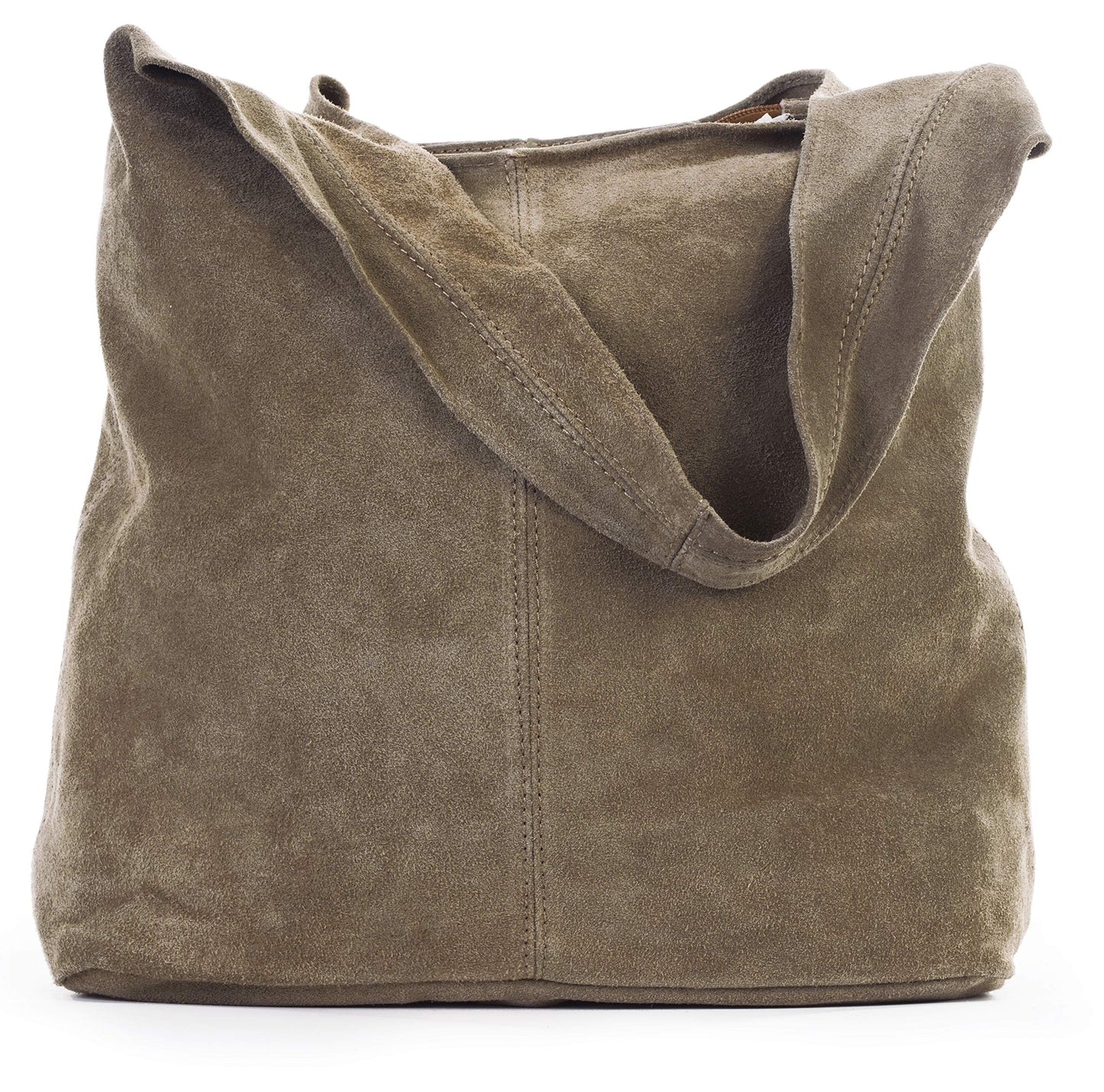 Shay - Genuine Italian Suede Leather Hobo Shoulder Tote with Zip Closure & Dust Bag