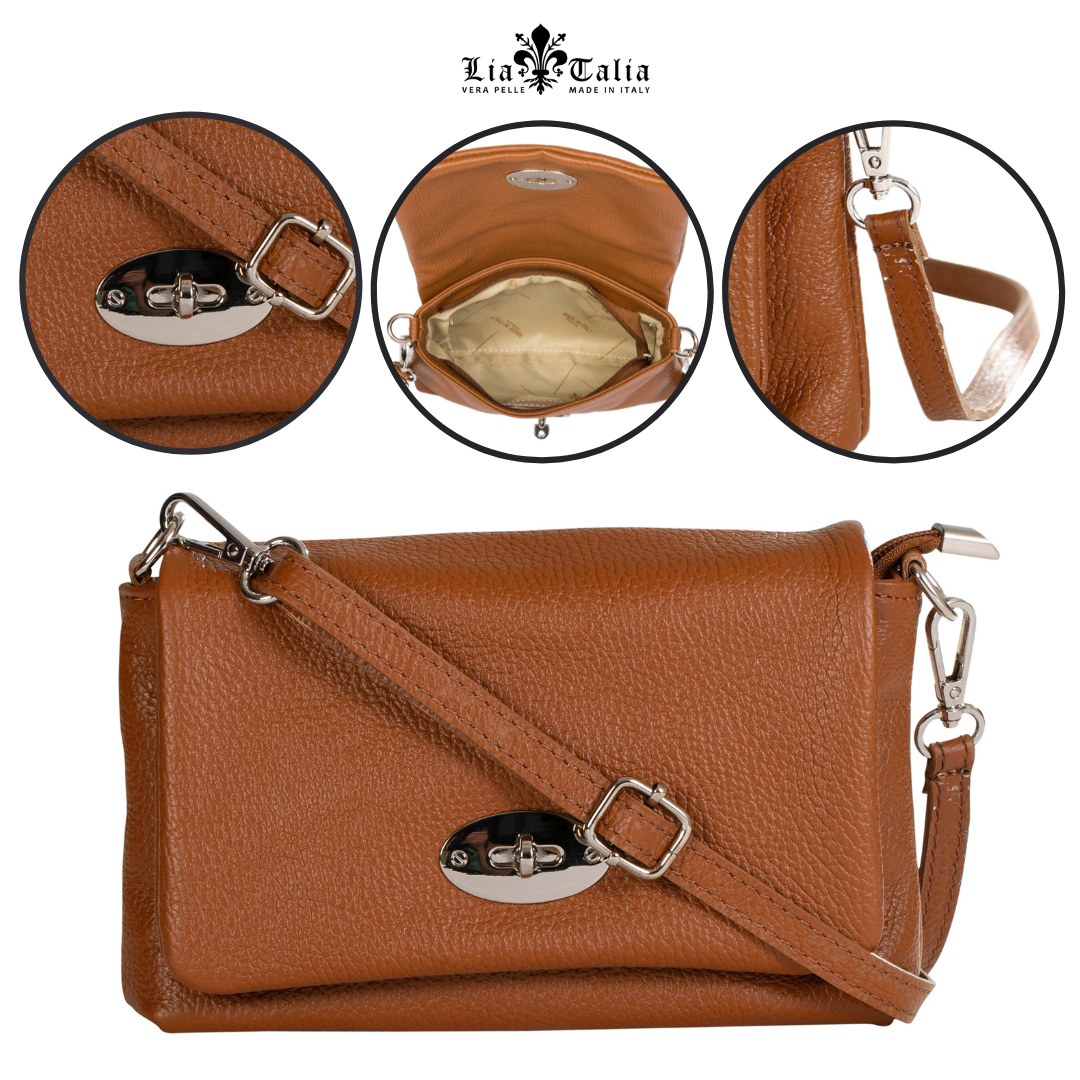 LiaTalia Real Italian Leather Mini Crossbody Shoulder Bag - Ayla