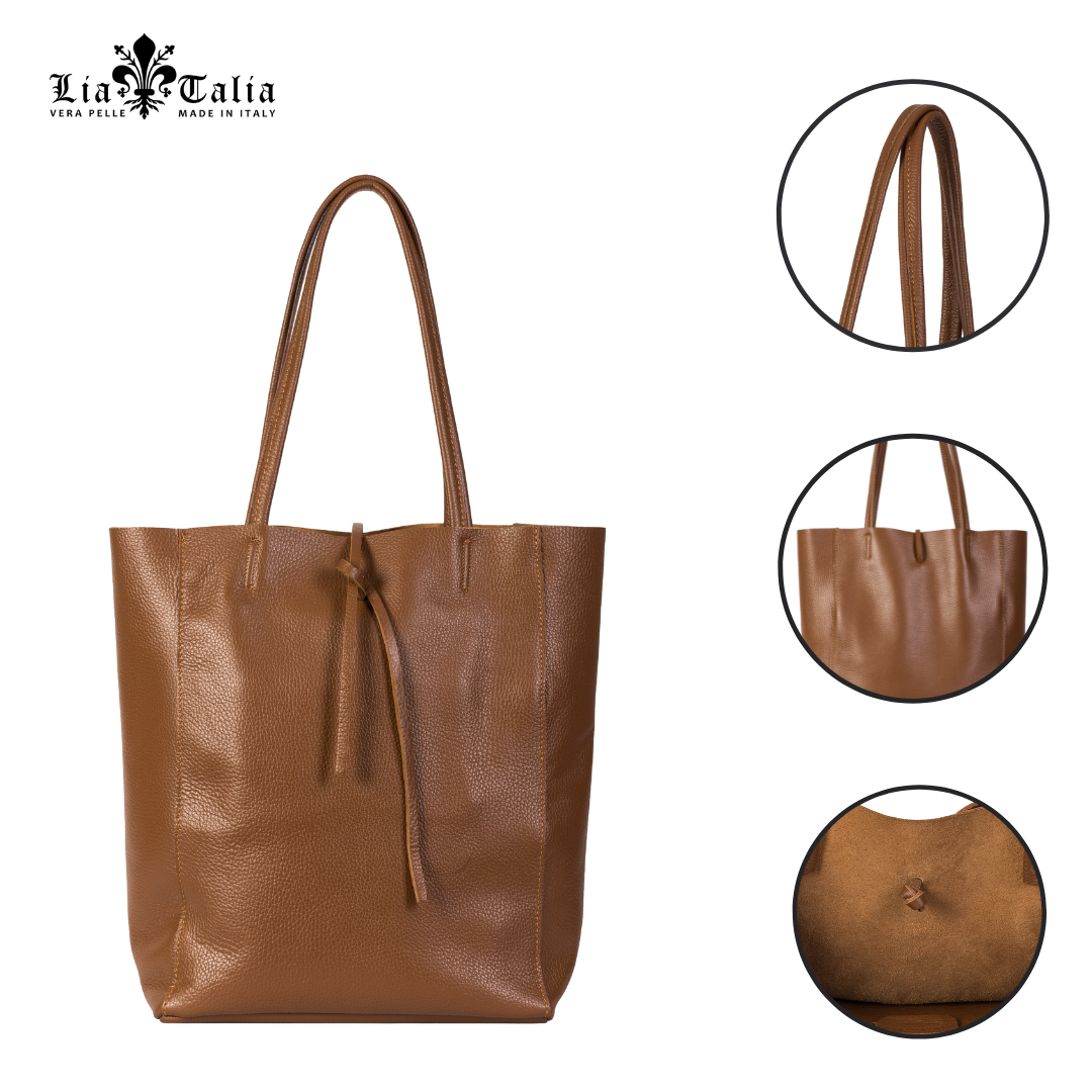 LiaTalia Large Soft Leather Handbag – Italian Leather Shoulder Tote Bag - Astrid