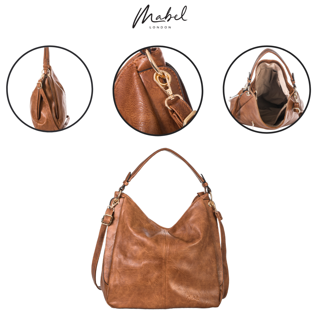 Mabel London Women's Large Slouch Shoulder Handbag - Ideal for Shopping, Weekends, College, or as a Nappy Bag