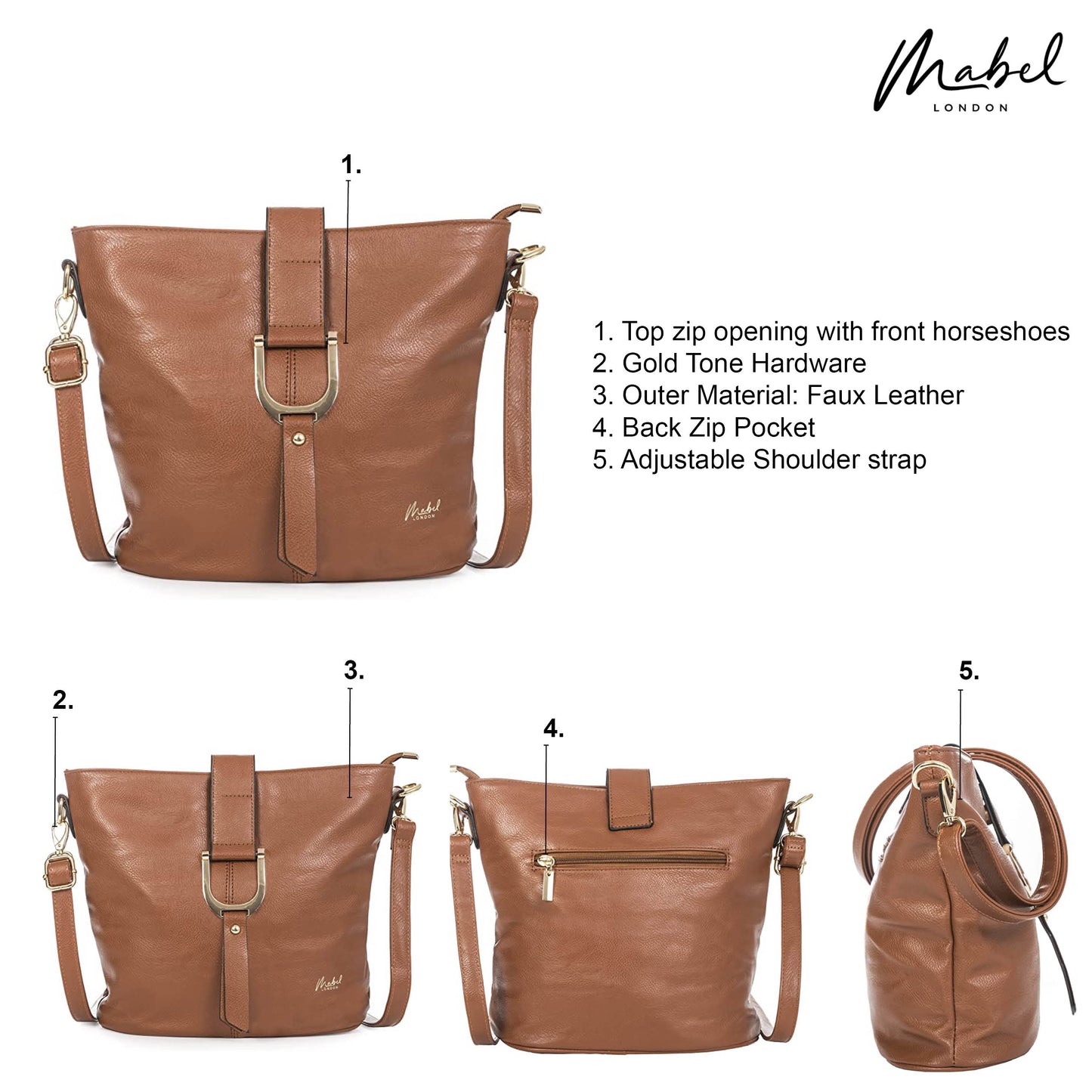 Mabel Vegan Leather Cross Body Medium Size Shoulder Handbag - Frankie