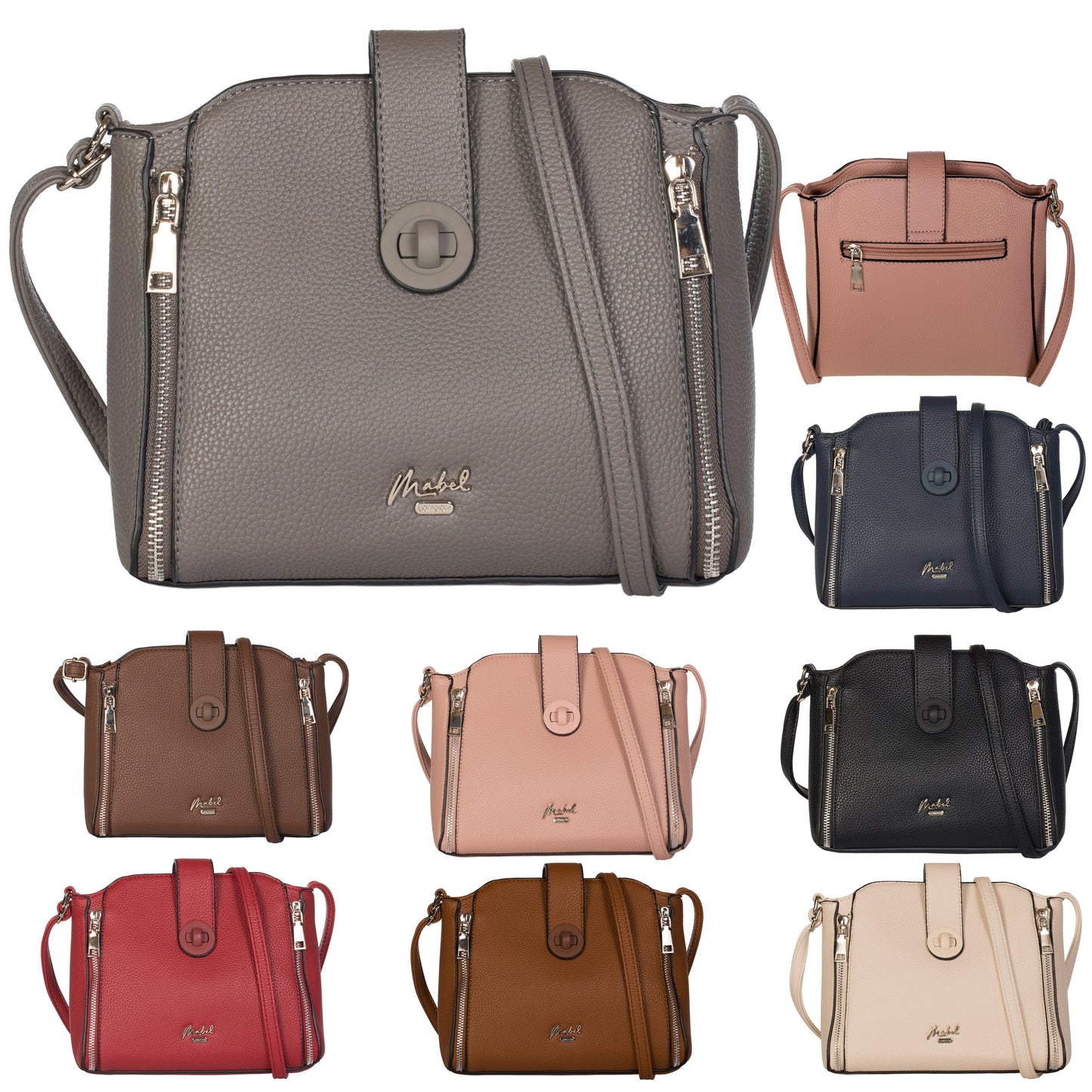 Mabel Small Satchel Crossbody Shoulder Messenger Bag with Zip Detailing - Irina