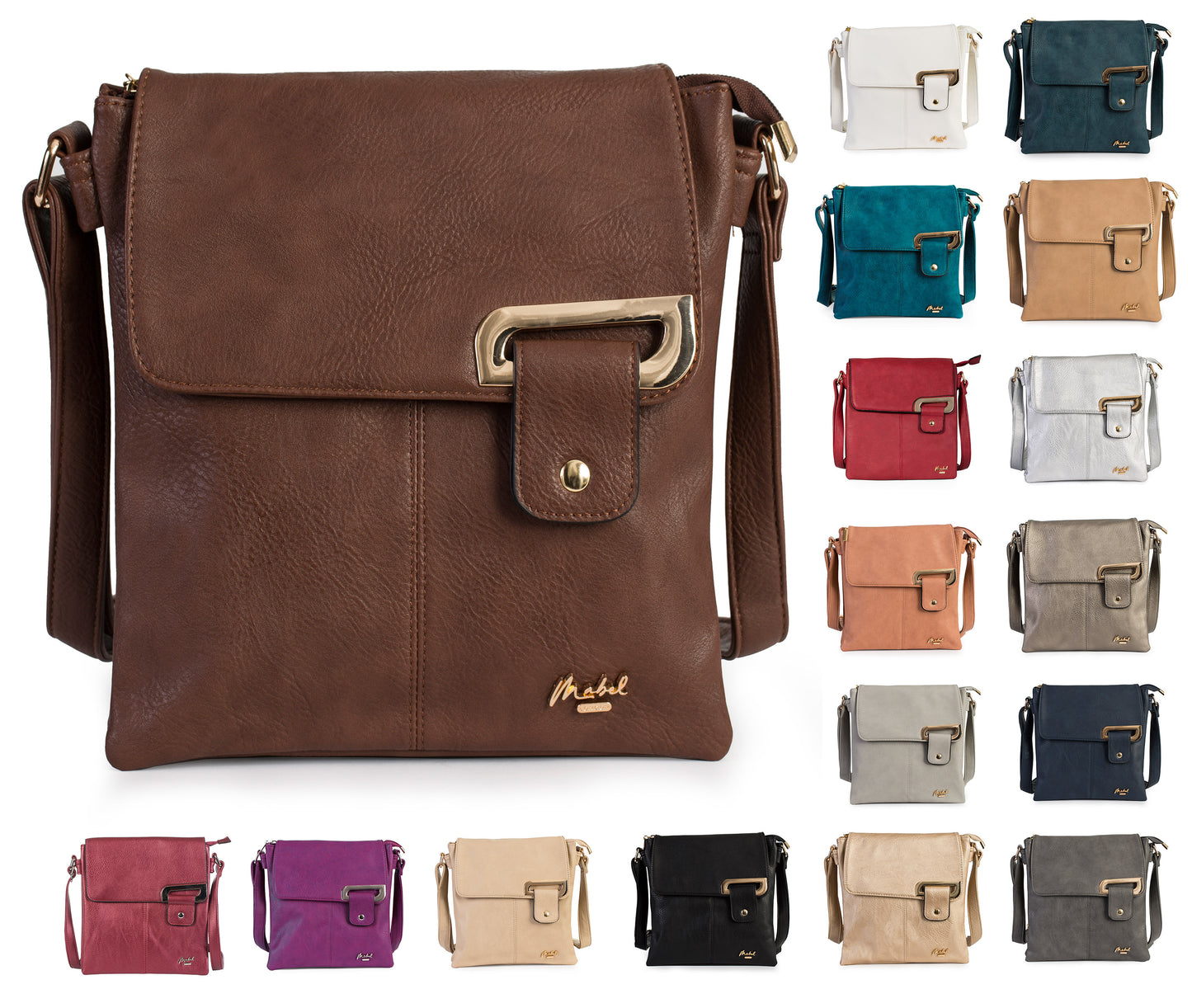 Mabel London Women’s Crossbody Messenger Bag | Medium Size with Gold Trim - FAITH