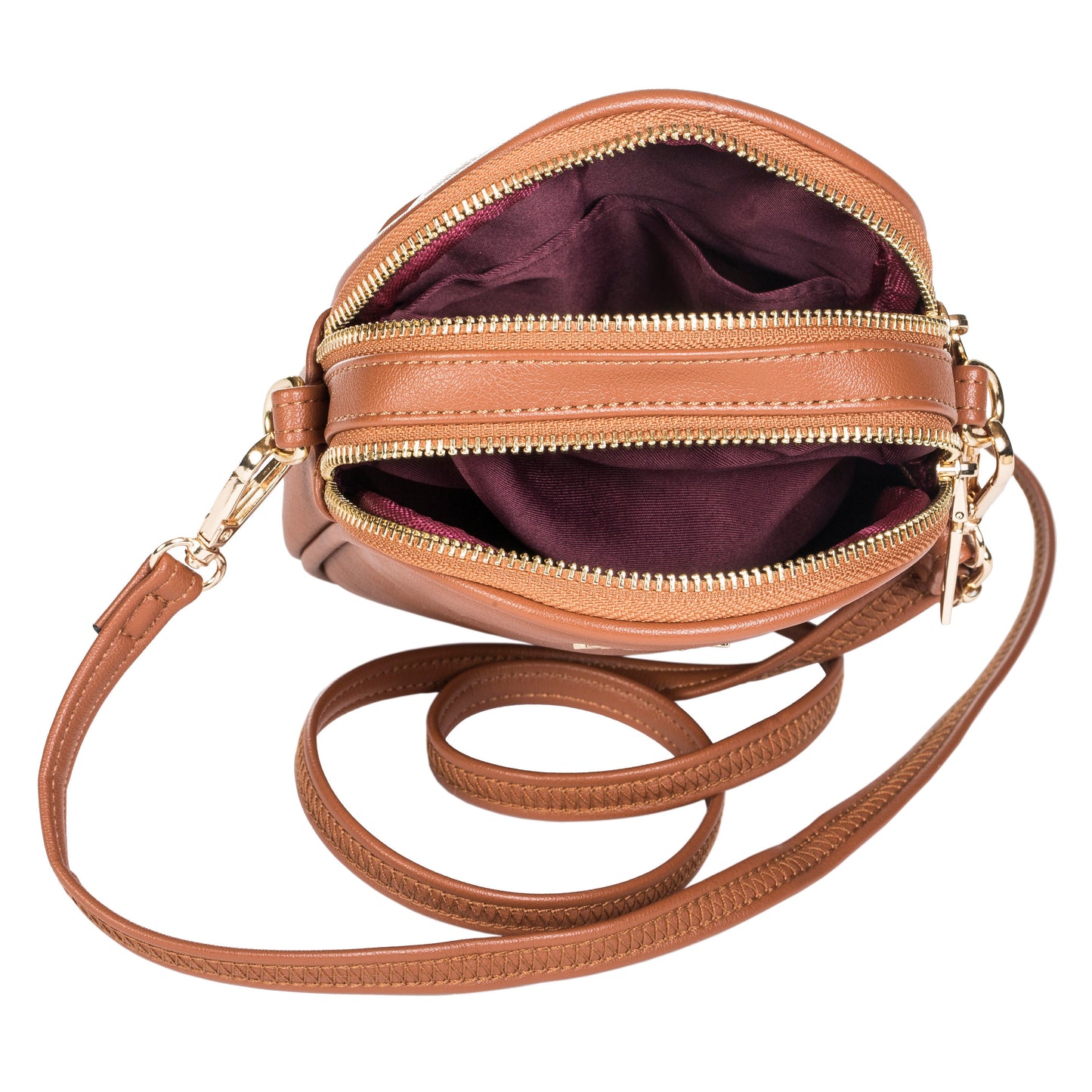 Mabel Womens Soft Vegan Leather Twin Compartment Small Plain Cross Body Handbag - Nova