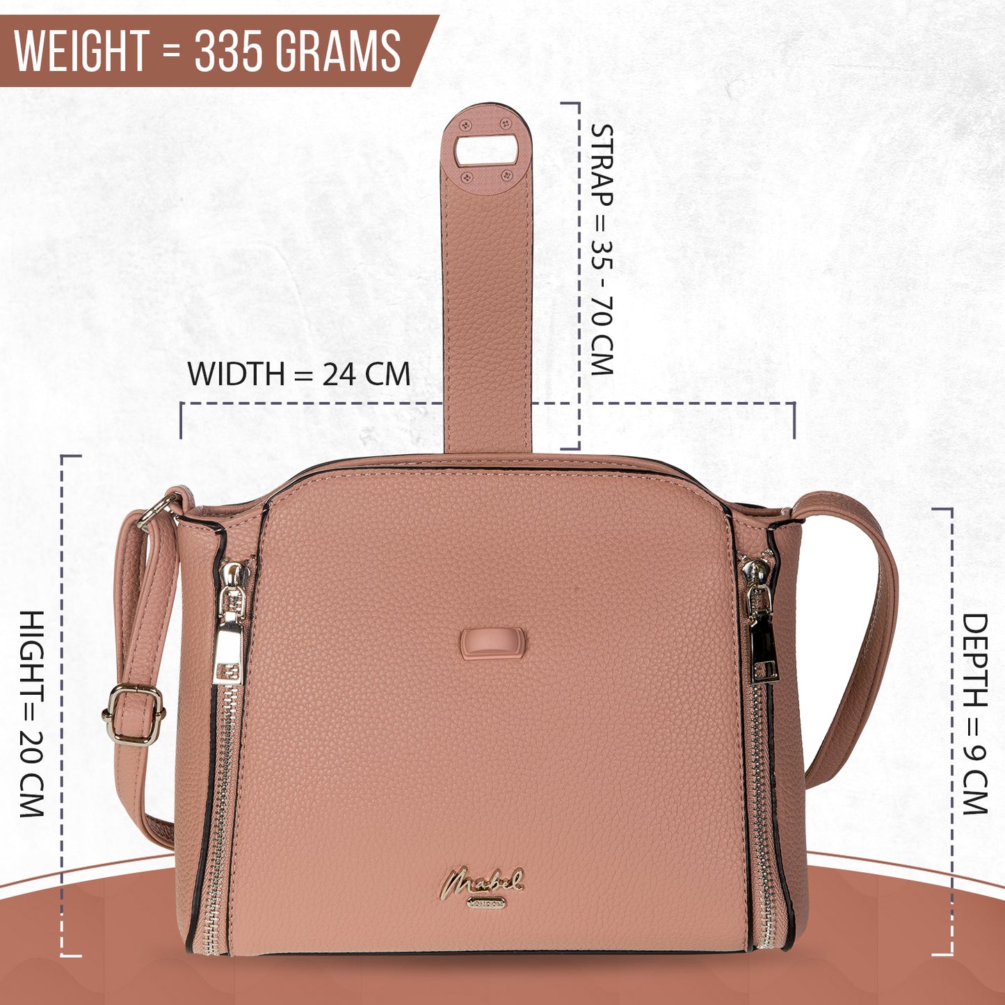 Mabel Small Satchel Crossbody Shoulder Messenger Bag with Zip Detailing - Irina