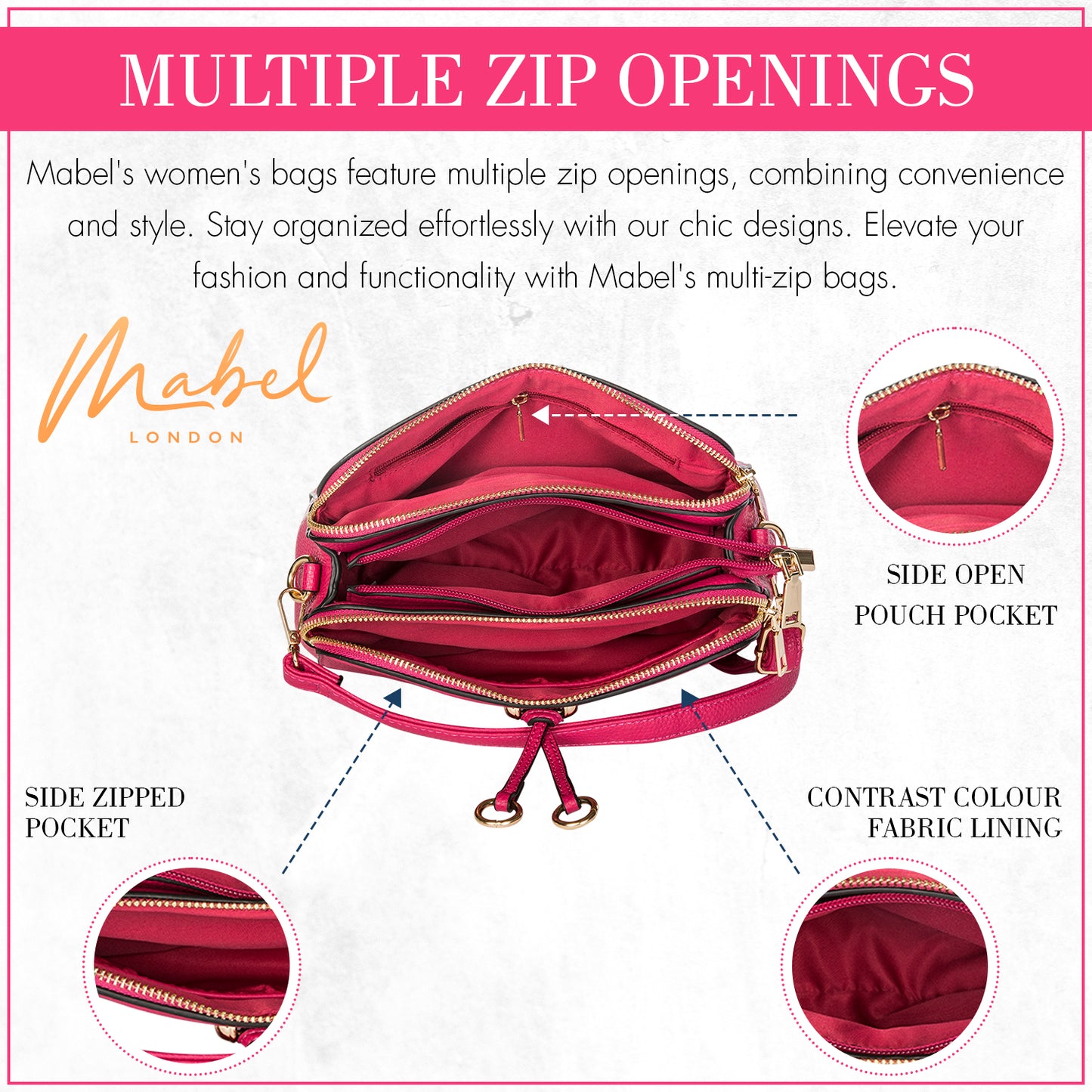 MABEL Small Multi Pockets Ring Effect Tassel Cross-Body Bag - Naomi