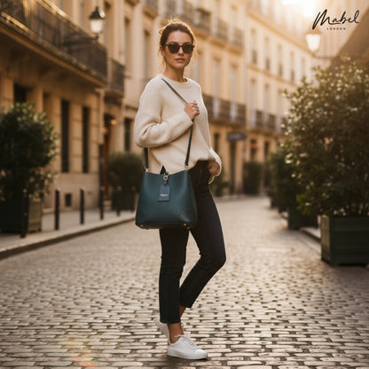 Faux Leather Top Handle Shoulder Bag - Leightweight Elegant Tote with Crossbody Strap & Multiple Compartments - Gabby