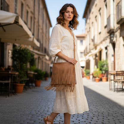 Dakota - Western Style Vegan Leather Tassel Fringe Shoulder Cross Body Bag