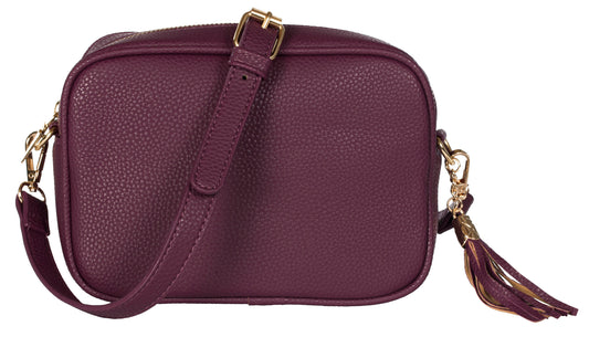Mabel London Women's Quilted Cross-Body Small Bag with Long Metal Embellishment Chain Strap – Tasseled and Trendy – Mia