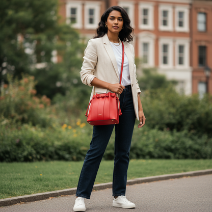 Mabel London Pleated Satchel in Medium Size with Chain Strap and Long Shoulder Strap - Natalia