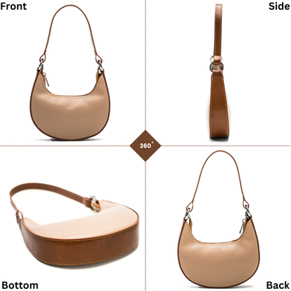 Lyra - Genuine Italian Leather Crescent Half-Moon Shoulder Bag Handmade in Florence Tuscany
