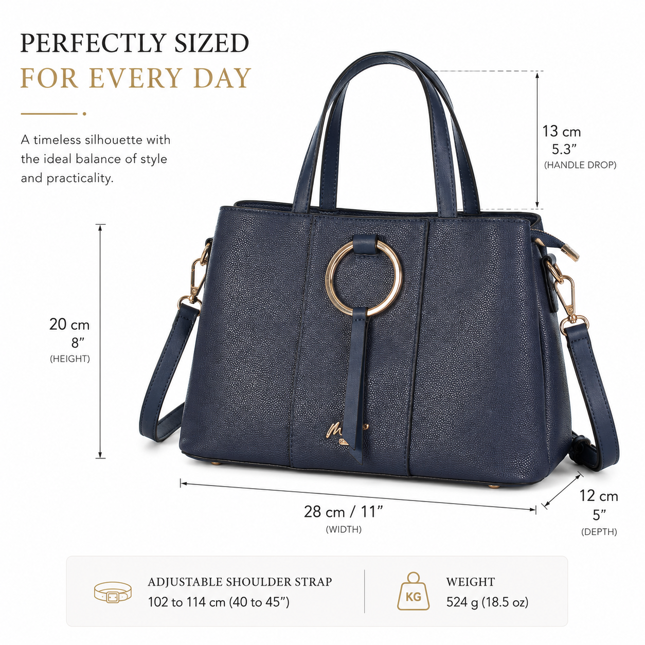 Elegant Satchel Handbag with Top Handles, Multiple Pockets & Shoulder Strap - Lumi