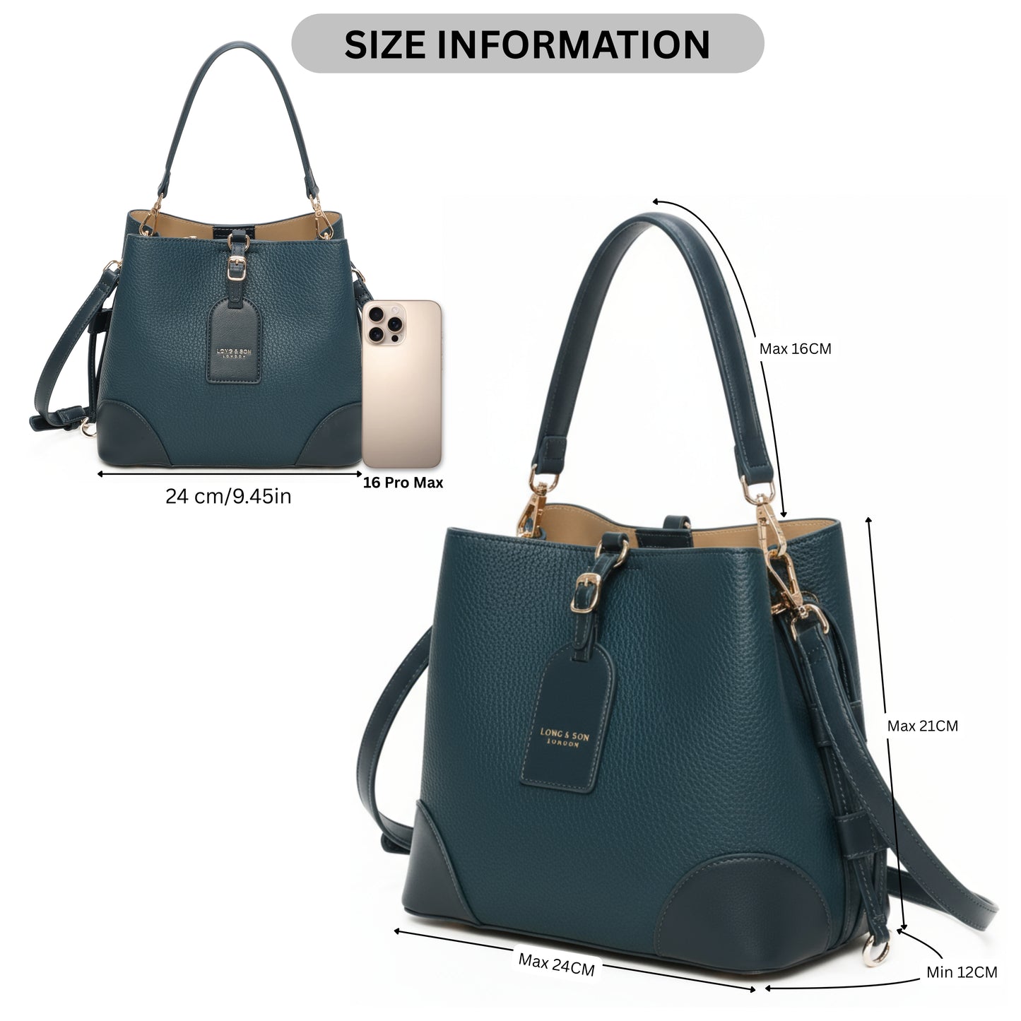 Faux Leather Top Handle Shoulder Bag - Leightweight Elegant Tote with Crossbody Strap & Multiple Compartments - Gabby