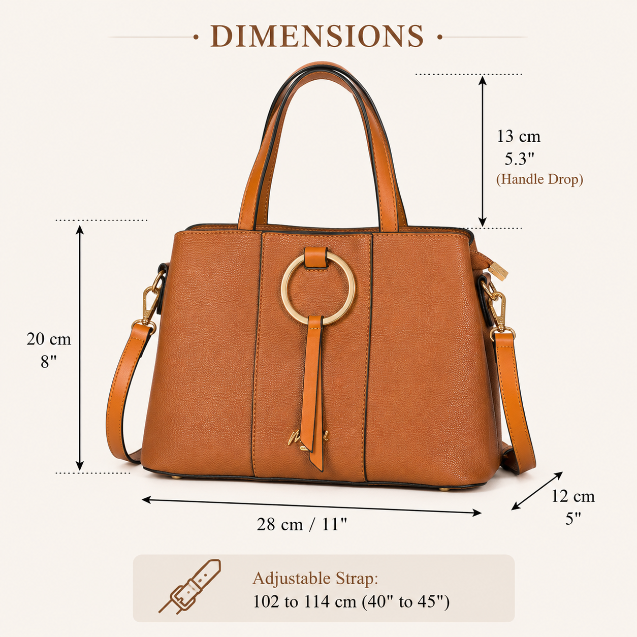 Elegant Satchel Handbag with Top Handles, Multiple Pockets & Shoulder Strap - Lumi