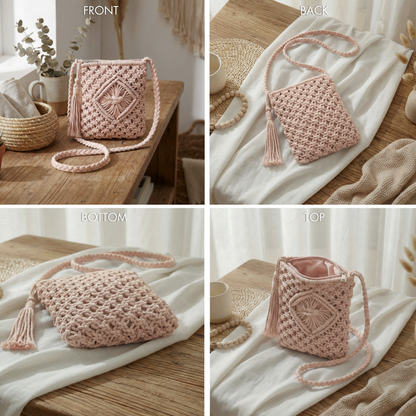 Gurana Crochet Crossbody Bag for Women – Small Summer Holiday Shoulder Bag with Tassel Detail and Long Strap – Capri