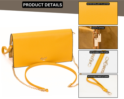 Mabel London Women’s Large Faux Leather Wristlet Clutch Bag – EVA | Multi-Pocket & Long Strap