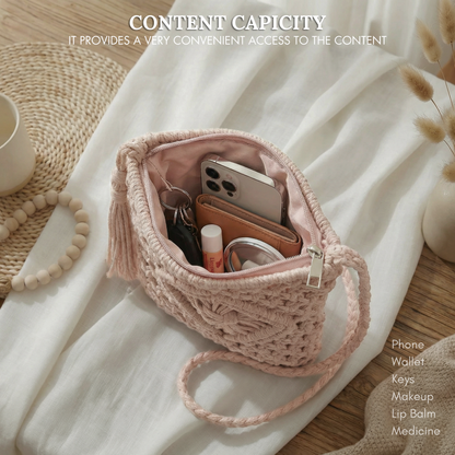Gurana Crochet Crossbody Bag for Women – Small Summer Holiday Shoulder Bag with Tassel Detail and Long Strap – Capri