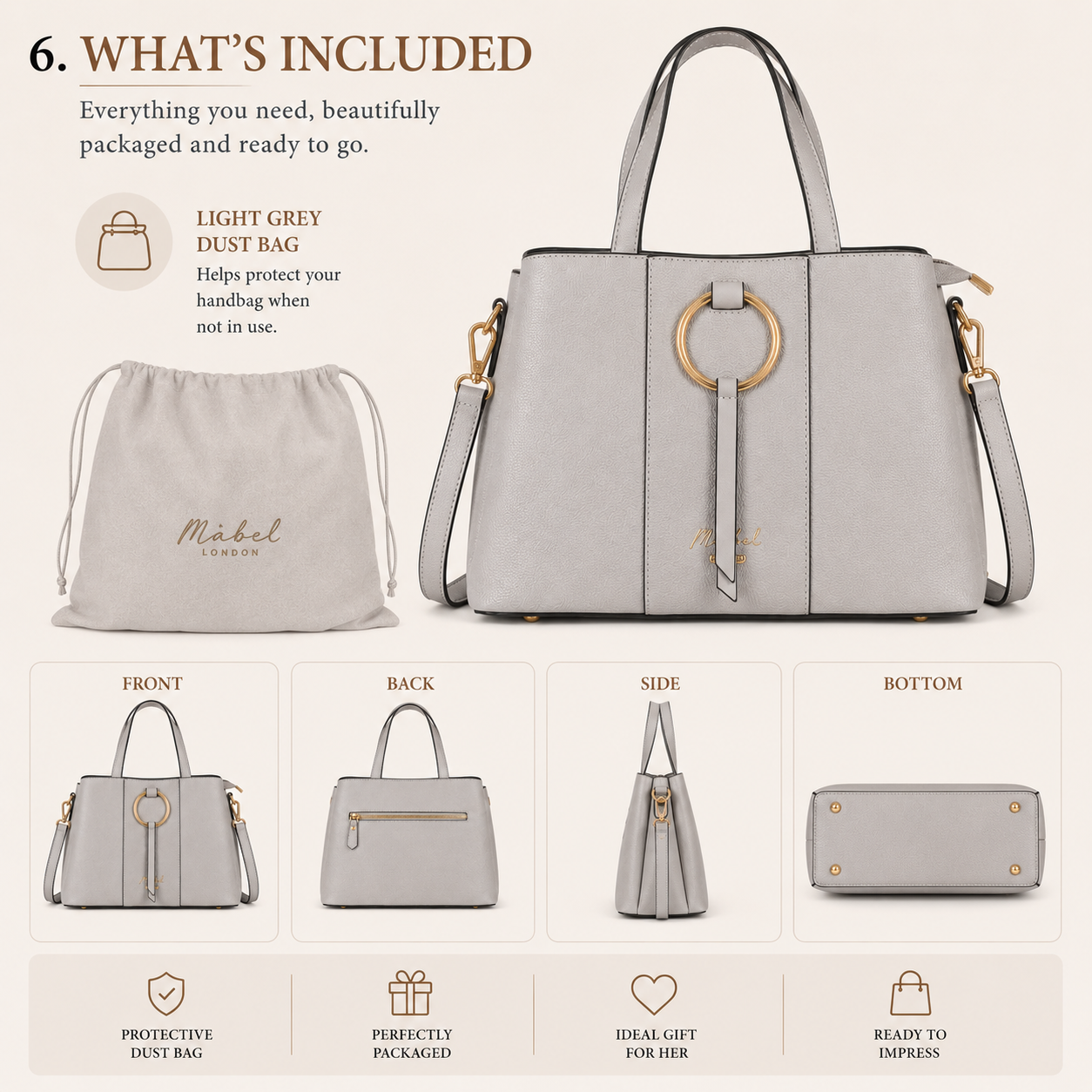 Elegant Satchel Handbag with Top Handles, Multiple Pockets & Shoulder Strap - Lumi