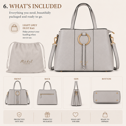 Elegant Satchel Handbag with Top Handles, Multiple Pockets & Shoulder Strap - Lumi