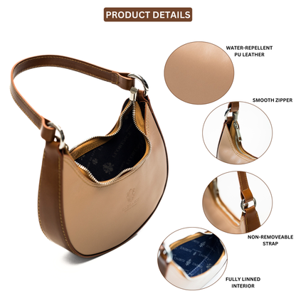 Lyra - Genuine Italian Leather Crescent Half-Moon Shoulder Bag Handmade in Florence Tuscany