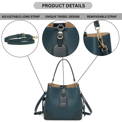 Faux Leather Top Handle Shoulder Bag - Leightweight Elegant Tote with Crossbody Strap & Multiple Compartments - Gabby