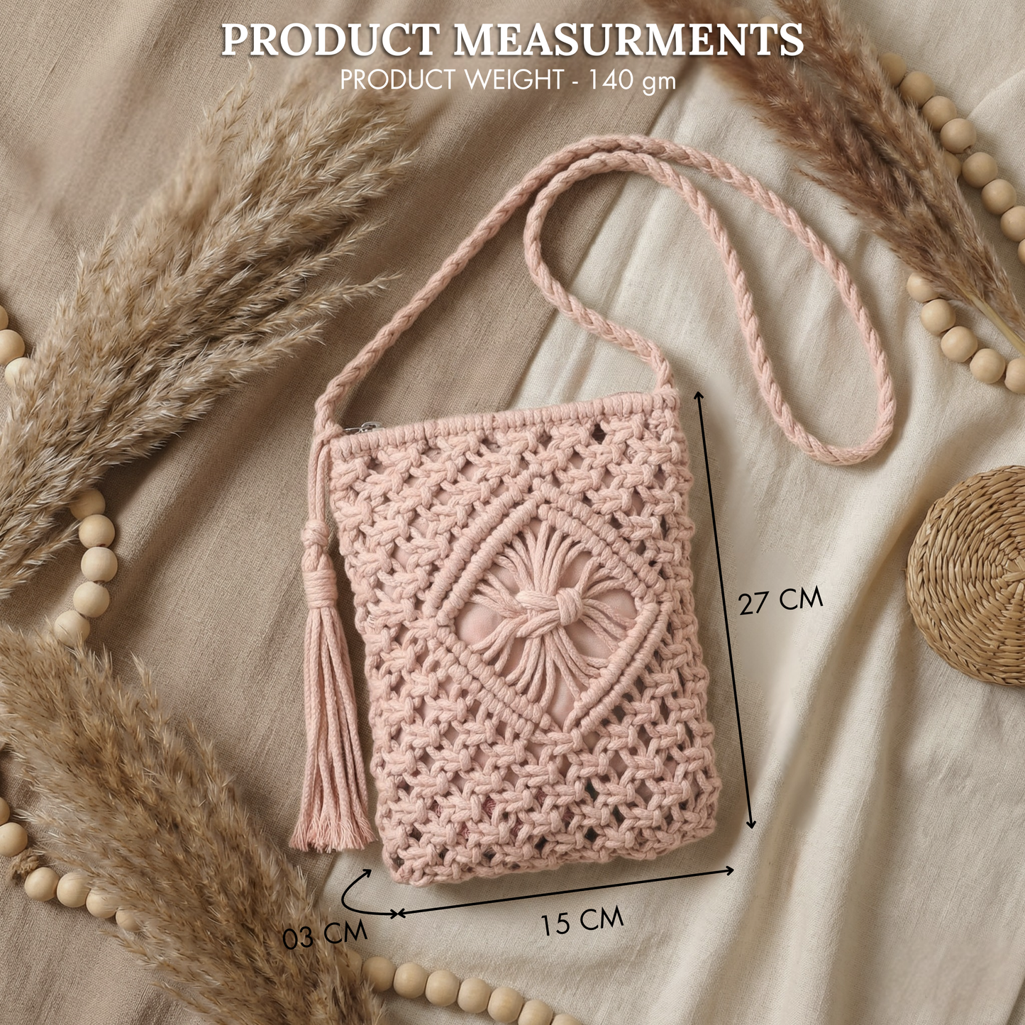 Gurana Crochet Crossbody Bag for Women – Small Summer Holiday Shoulder Bag with Tassel Detail and Long Strap – Capri