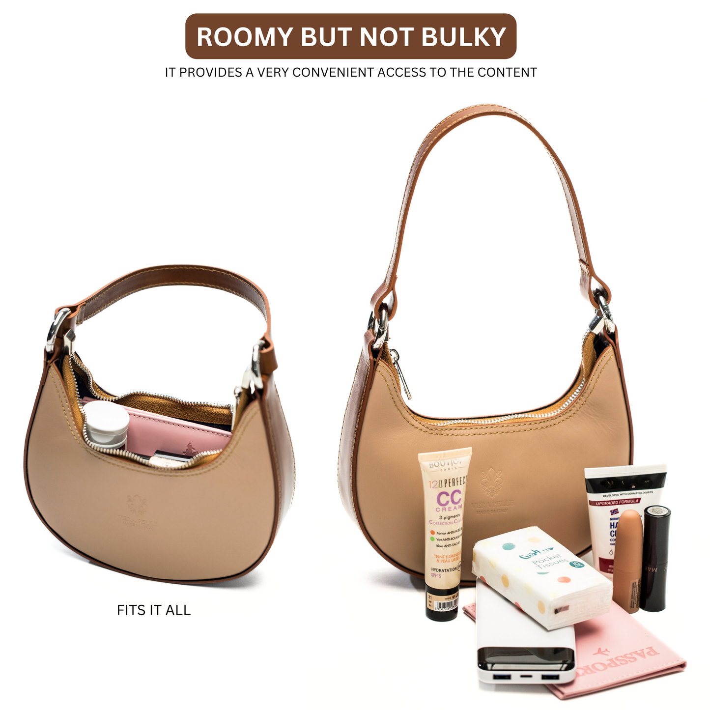 Lyra - Genuine Italian Leather Crescent Half-Moon Shoulder Bag Handmade in Florence Tuscany