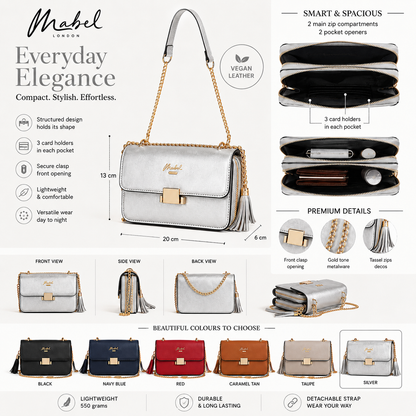 Skylar - Vegan Leather Party Wedding Clutch Bag with Detachable Crossbody Strap