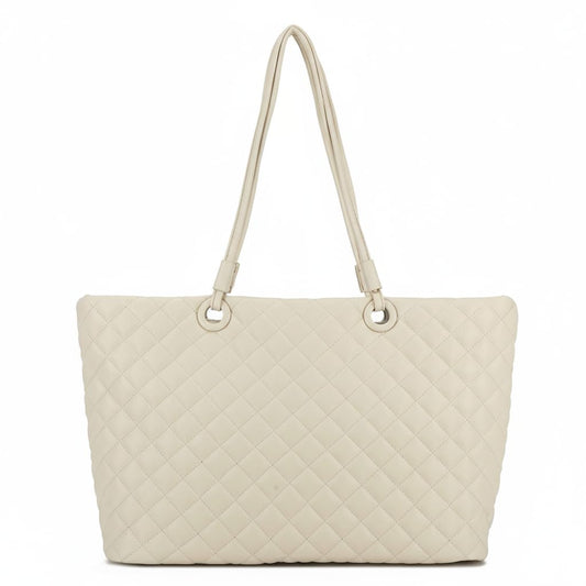 Tory - Quilted Vegan Leather Shoulder Tote Handbag with Organised Compartments for Women