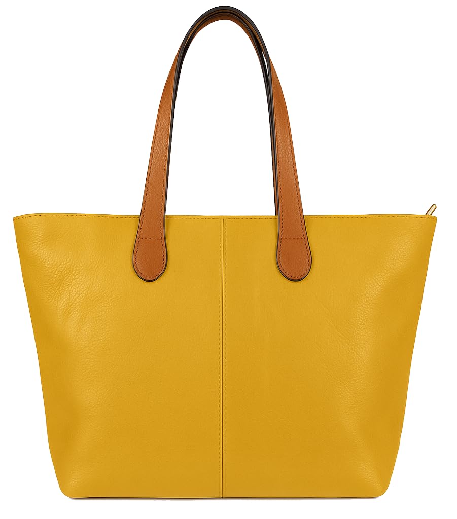 Brook - Medium Vegan Leather Shoulder Tote Bag with Zip Closure & Lightweight Design