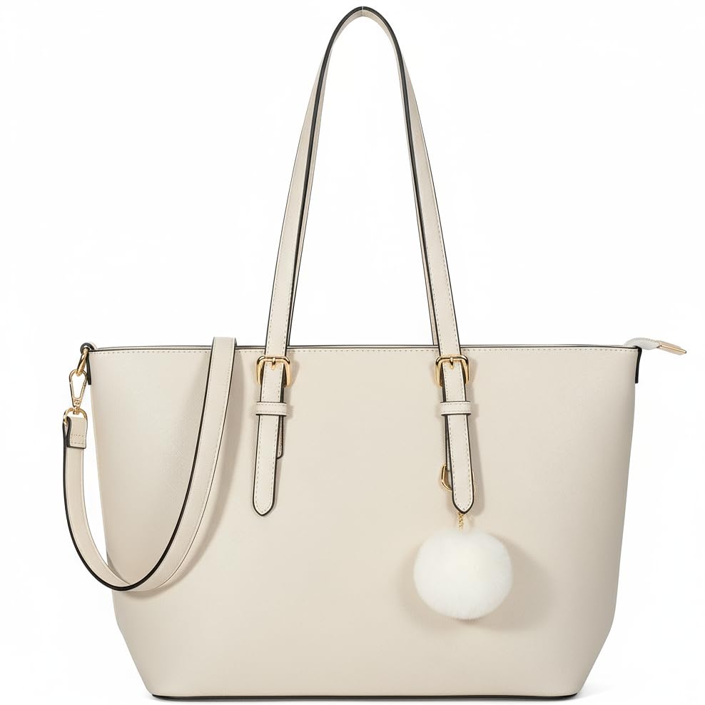 Elora - Sofiana Leather-Look Tote Bag for - Structured Handbag with Pom Pom Charm