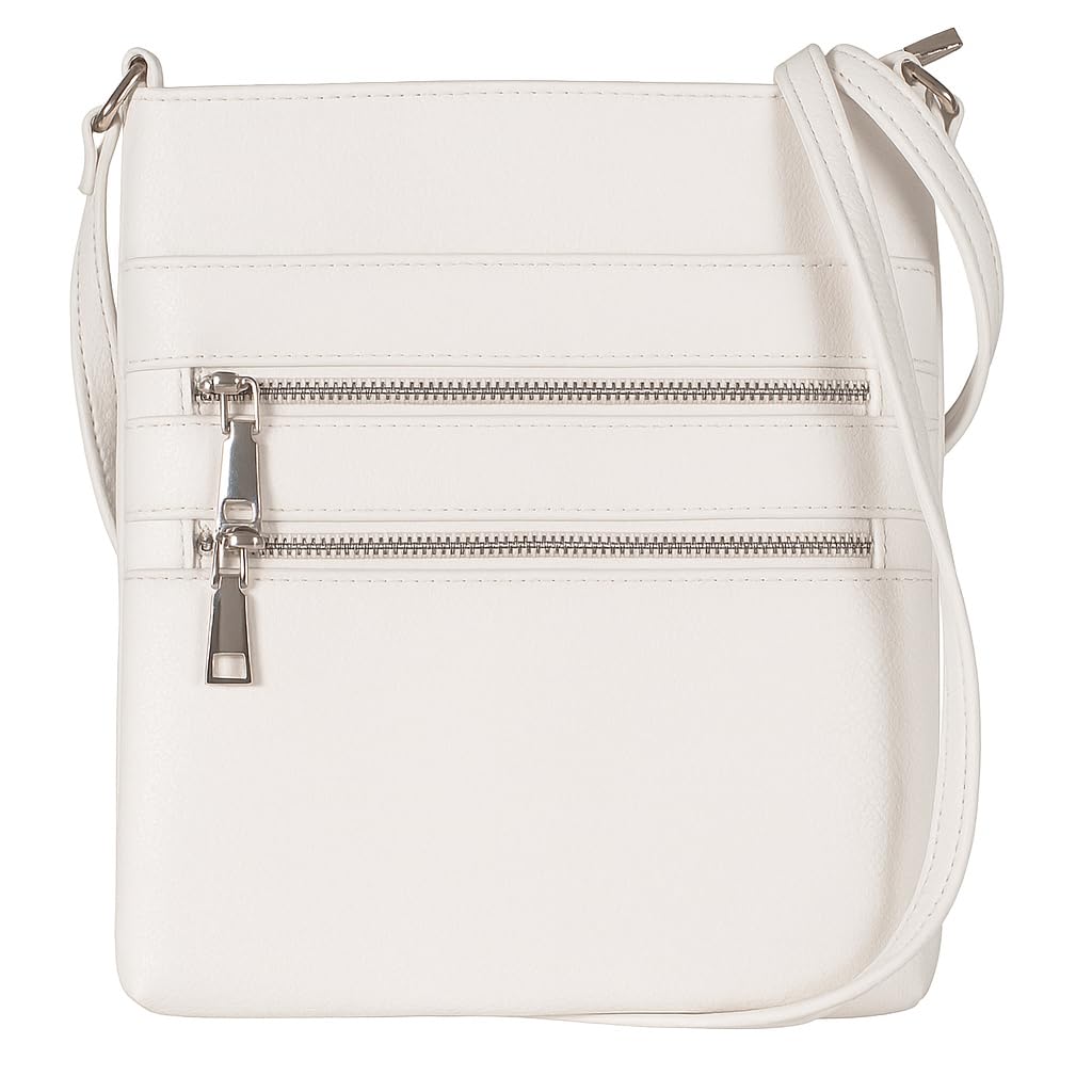 Tessa - Vegan Leather Small Crossbody Bag with Multiple Front Zip Pockets