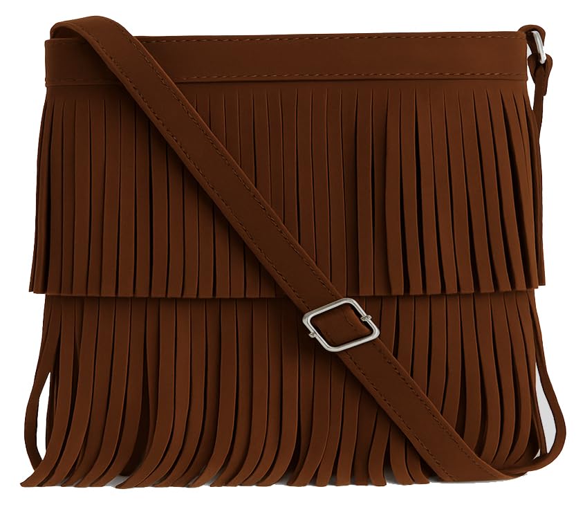 Robin - Genuine Italian Suede Leather Small Tassel Crossbody Bag Handmade in Florence