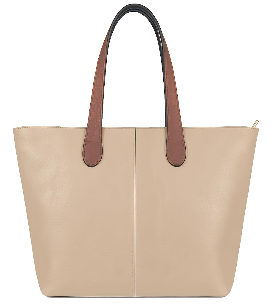 Brook - Medium Vegan Leather Shoulder Tote Bag with Zip Closure & Lightweight Design