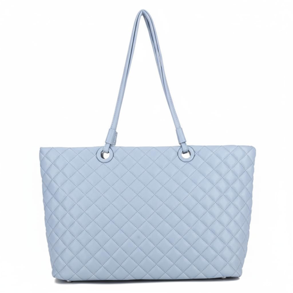 Tory - Quilted Vegan Leather Shoulder Tote Handbag with Organised Compartments for Women