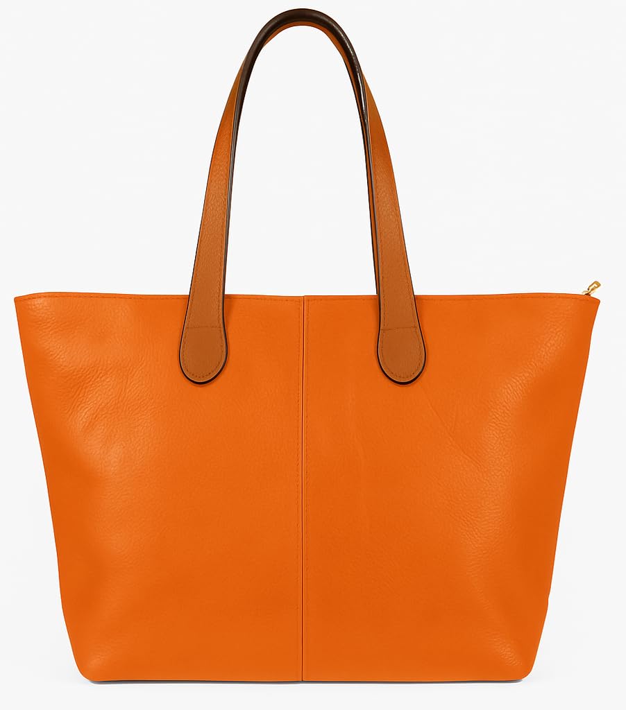Brook - Medium Vegan Leather Shoulder Tote Bag with Zip Closure & Lightweight Design