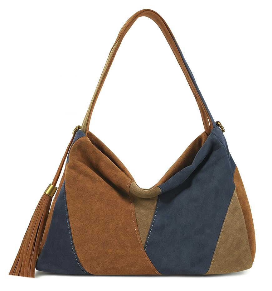 Dawn - Faux Suede Vegan Leather Shoulder Tote with Tassel Detail & Long Strap for Women