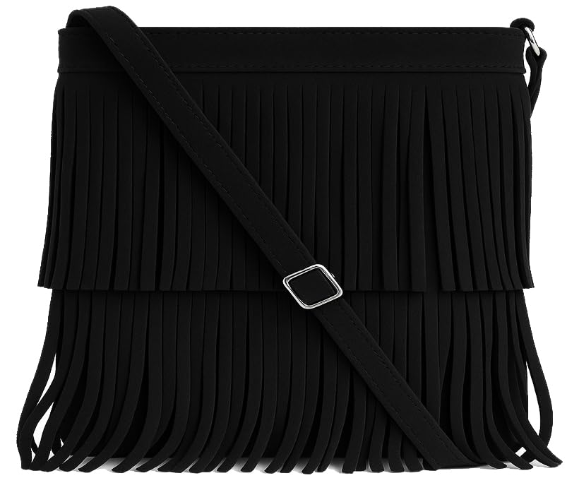 Robin - Genuine Italian Suede Leather Small Tassel Crossbody Bag Handmade in Florence